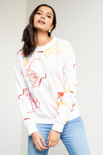 White Floral Jumper, White, image 1